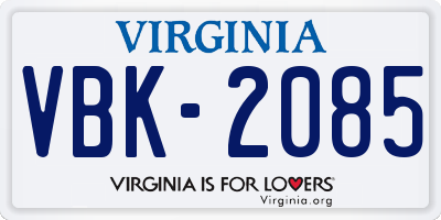 VA license plate VBK2085