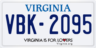 VA license plate VBK2095