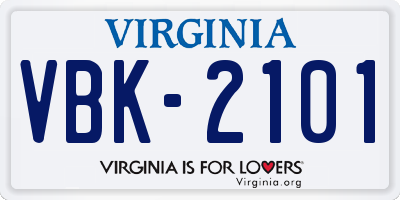 VA license plate VBK2101