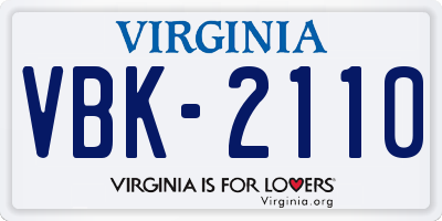 VA license plate VBK2110