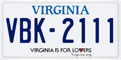 VA license plate VBK2111