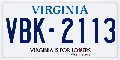 VA license plate VBK2113