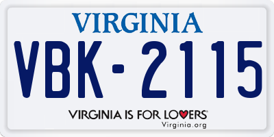 VA license plate VBK2115