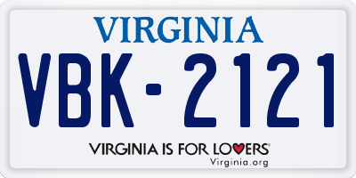 VA license plate VBK2121