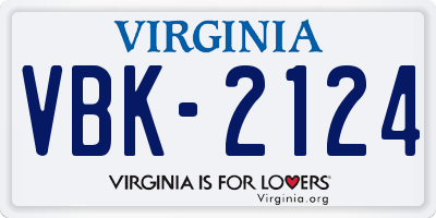 VA license plate VBK2124