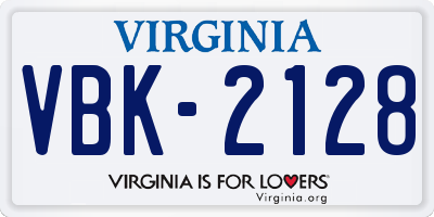 VA license plate VBK2128