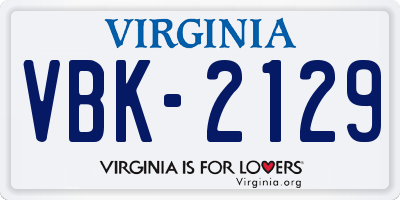 VA license plate VBK2129
