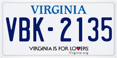 VA license plate VBK2135