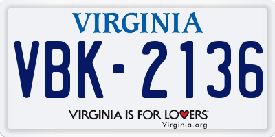 VA license plate VBK2136