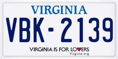 VA license plate VBK2139