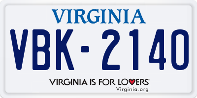 VA license plate VBK2140