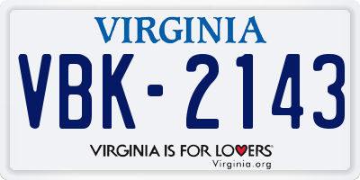 VA license plate VBK2143