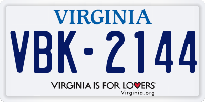 VA license plate VBK2144