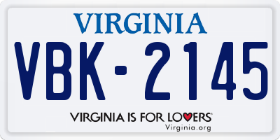 VA license plate VBK2145