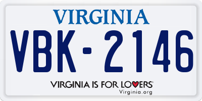 VA license plate VBK2146