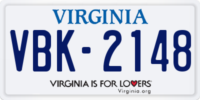 VA license plate VBK2148