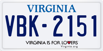 VA license plate VBK2151