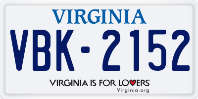 VA license plate VBK2152