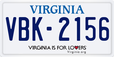 VA license plate VBK2156