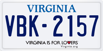VA license plate VBK2157