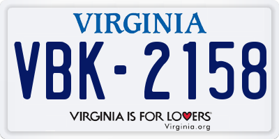 VA license plate VBK2158