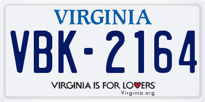 VA license plate VBK2164