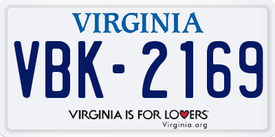 VA license plate VBK2169