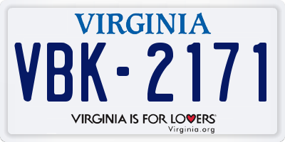 VA license plate VBK2171