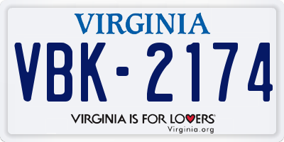 VA license plate VBK2174