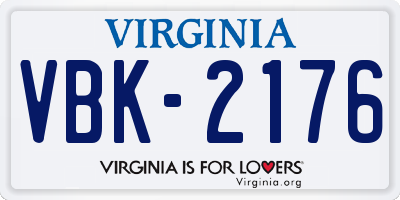 VA license plate VBK2176