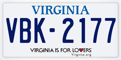 VA license plate VBK2177