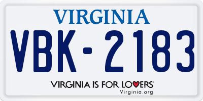 VA license plate VBK2183