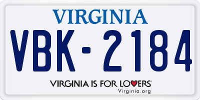 VA license plate VBK2184