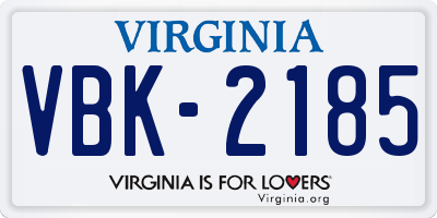 VA license plate VBK2185