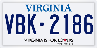 VA license plate VBK2186