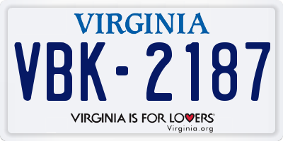 VA license plate VBK2187