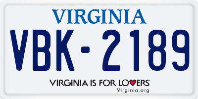 VA license plate VBK2189