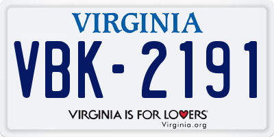 VA license plate VBK2191