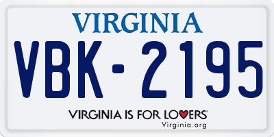 VA license plate VBK2195