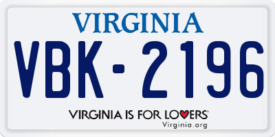 VA license plate VBK2196