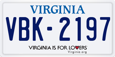 VA license plate VBK2197
