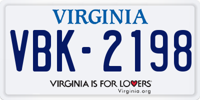 VA license plate VBK2198