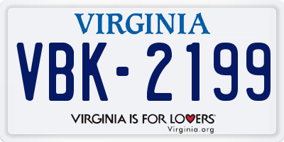 VA license plate VBK2199