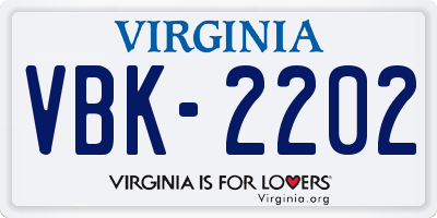 VA license plate VBK2202