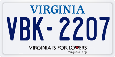 VA license plate VBK2207