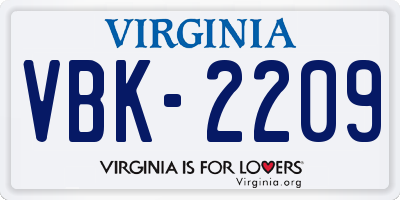 VA license plate VBK2209