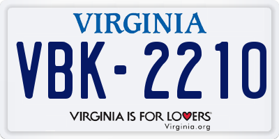 VA license plate VBK2210