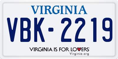 VA license plate VBK2219