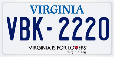 VA license plate VBK2220