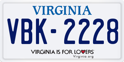 VA license plate VBK2228